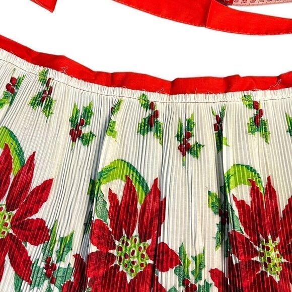 Vintage 1950s Ever pleat Poinsettia Half Apron. NIB - Picture 6 of 11
